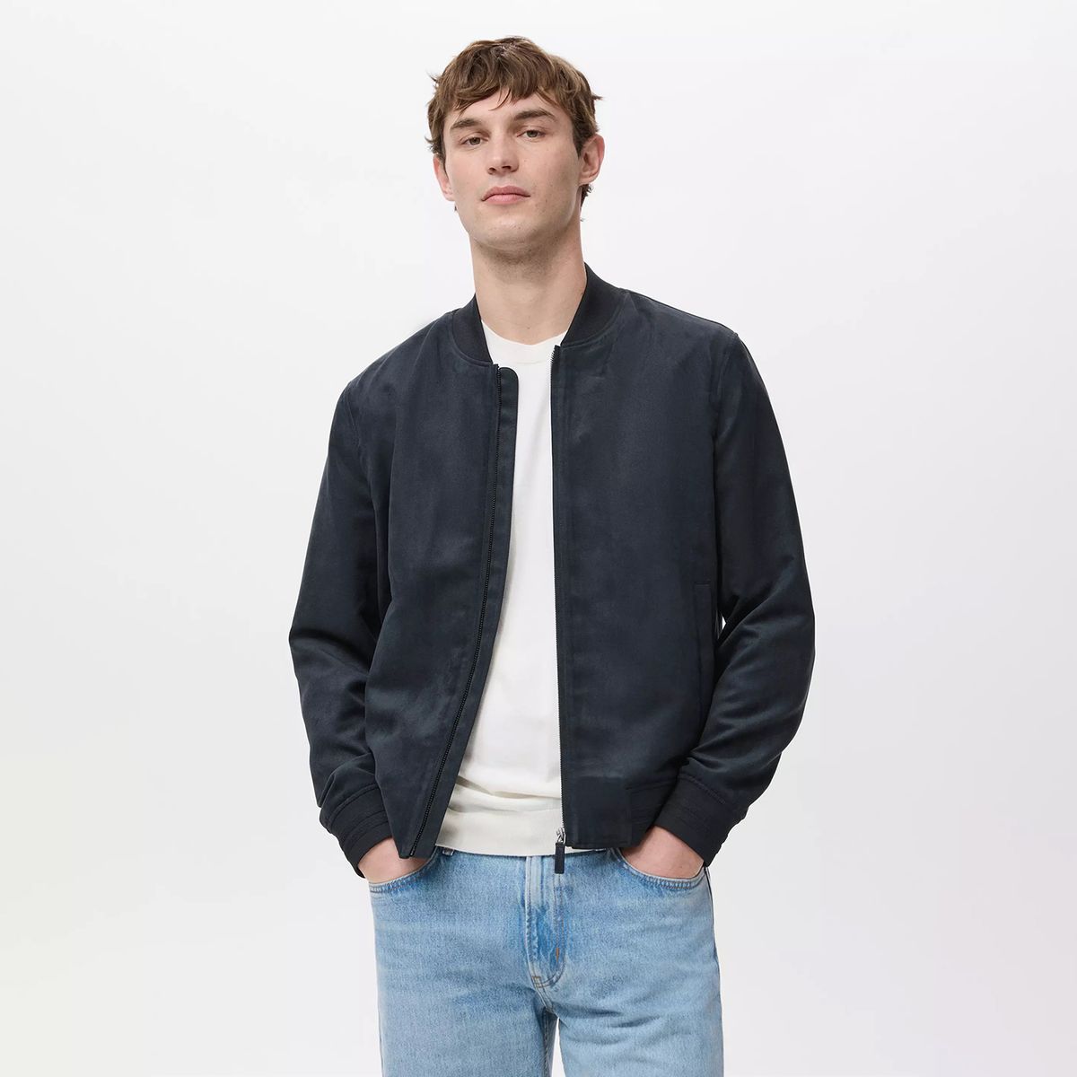 MANGO MAN - Chaqueta Bomber Efecto Ante Hombre Mango Man