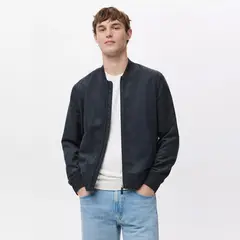 MANGO MAN - Chaqueta Bomber Efecto Gamuza