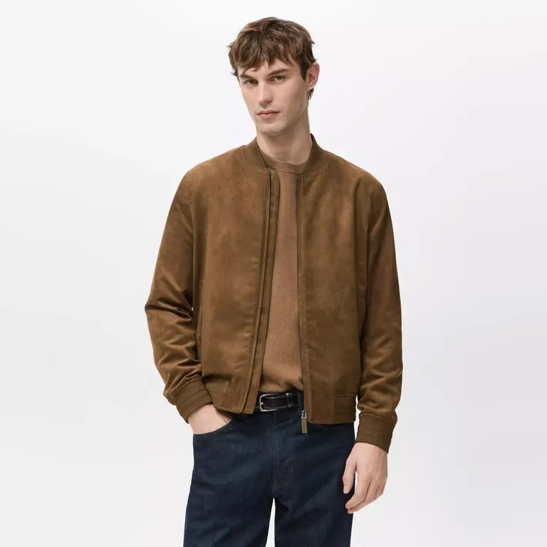 Chaqueta Bomber Efecto Gamuza