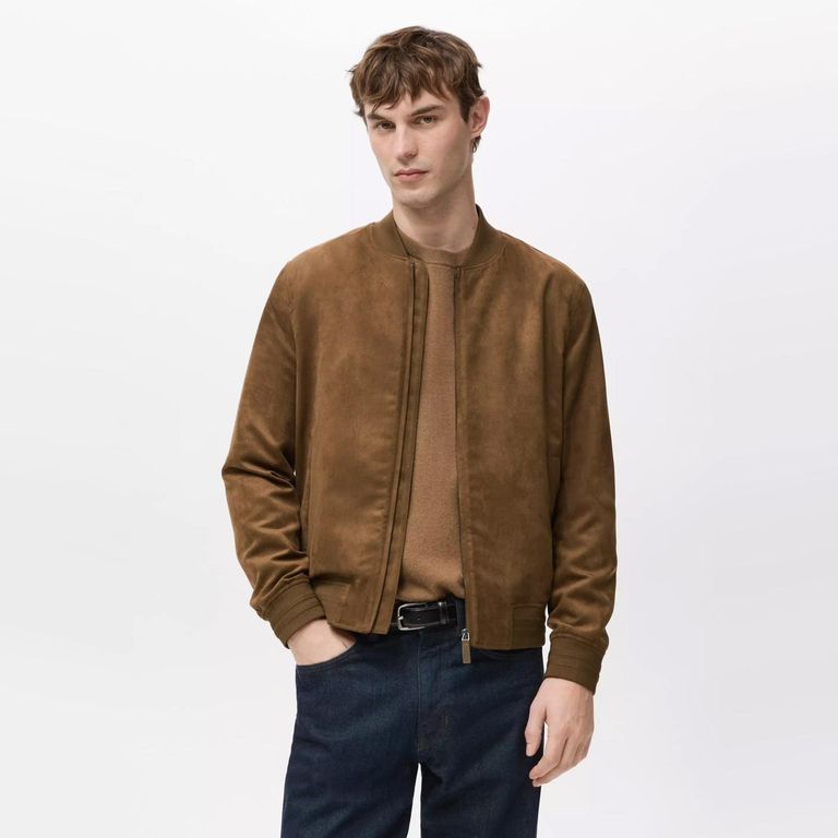 Chaqueta Bomber Efecto Gamuza