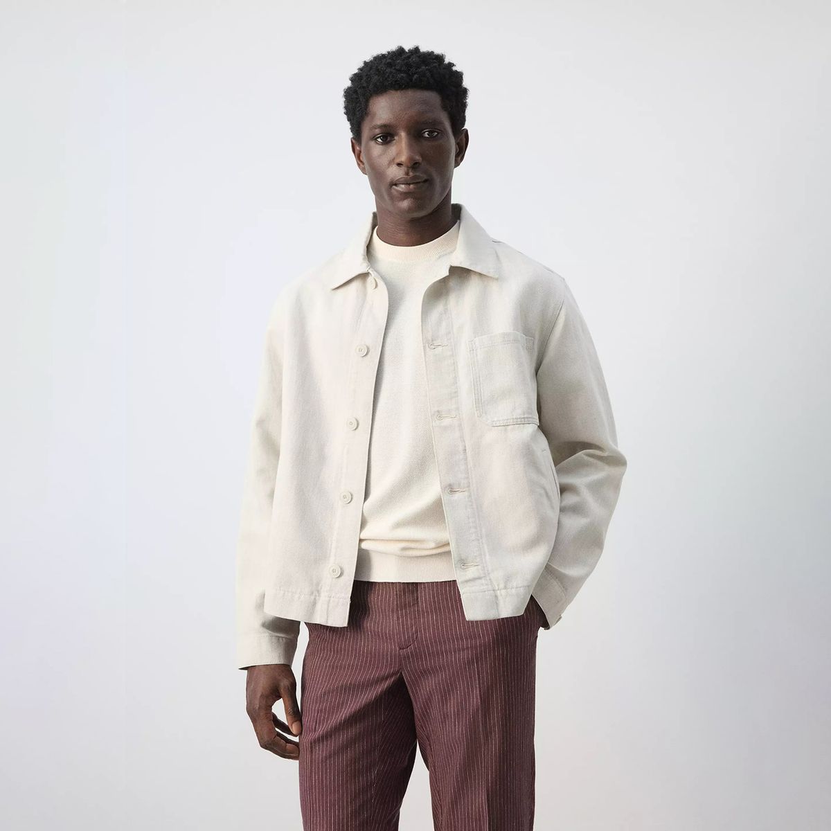 MANGO MAN - Chaqueta Vaquera Algodón Lino Hombre Mango Man