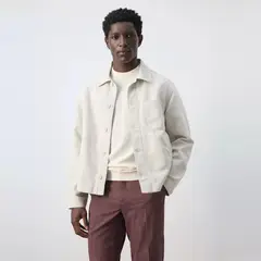 MANGO MAN - Chaqueta Vaquera Algodón Lino Hombre