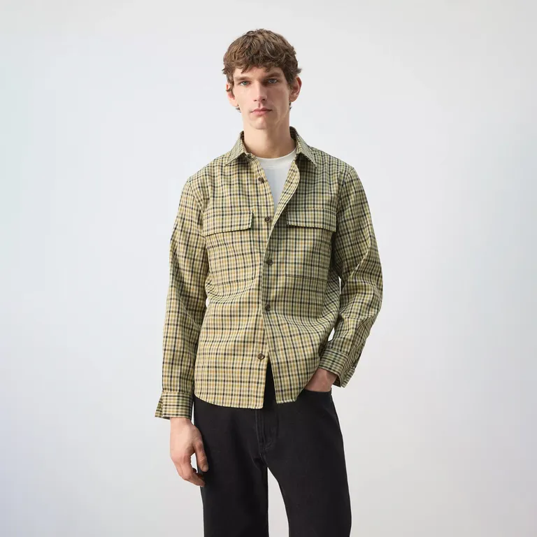 Sobrecamisa Botones Estampado Cuadros Hombre