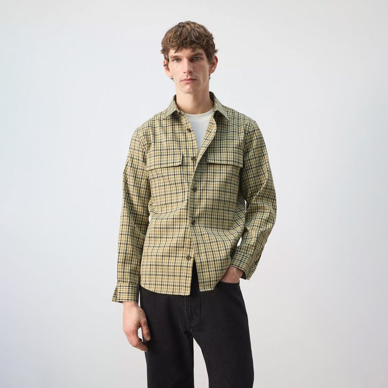 Sobrecamisa Botones Estampado Cuadros Hombre