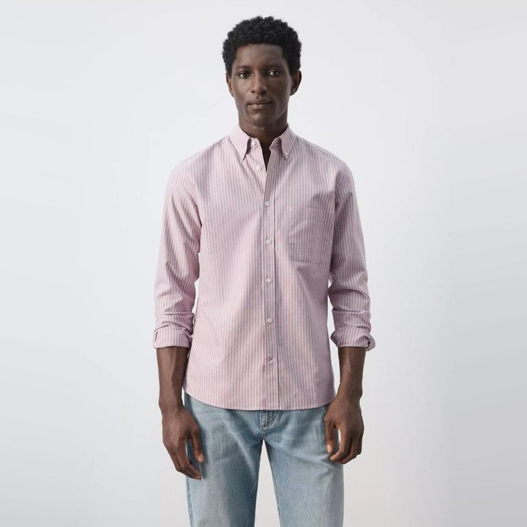 Camisa Oxford Regular Fit 100% Algodón Rayas Hombre