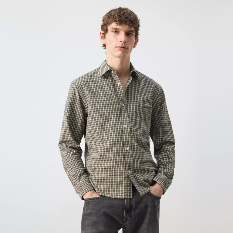 Camisa Regular Fit Algodón Cuadros Hombre