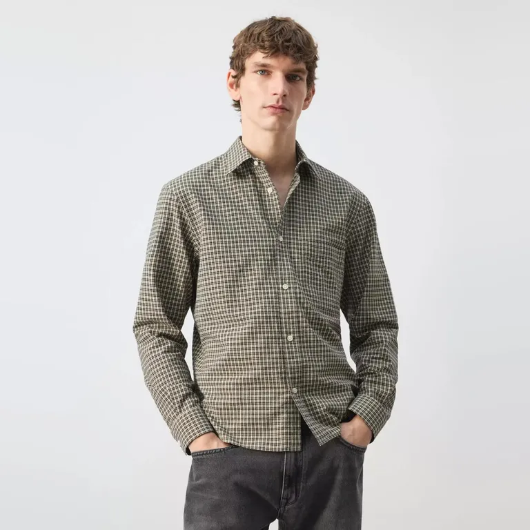 Camisa Regular Fit Algodón Cuadros Hombre
