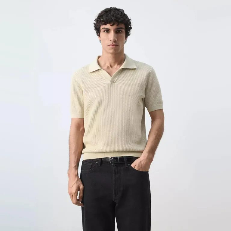 Polera Cuello 100% Algodón Punto Estructura Hombre