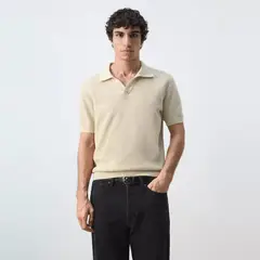 MANGO MAN - Polera Cuello 100% Algodón Punto Estructura Hombre