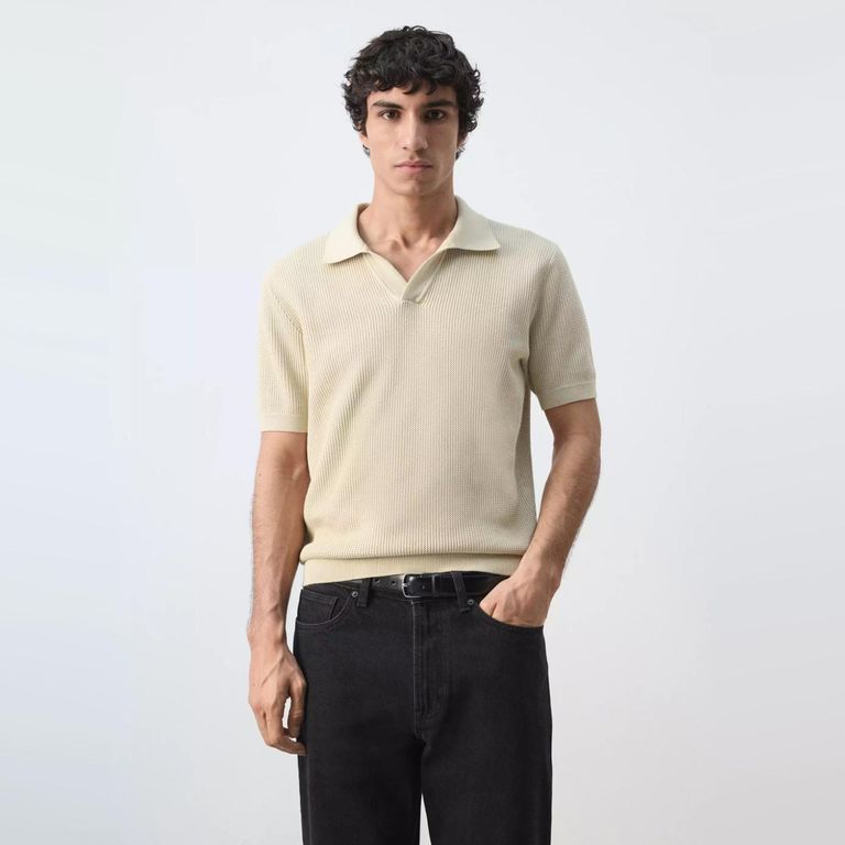 Polera Cuello 100% Algodón Punto Estructura Hombre