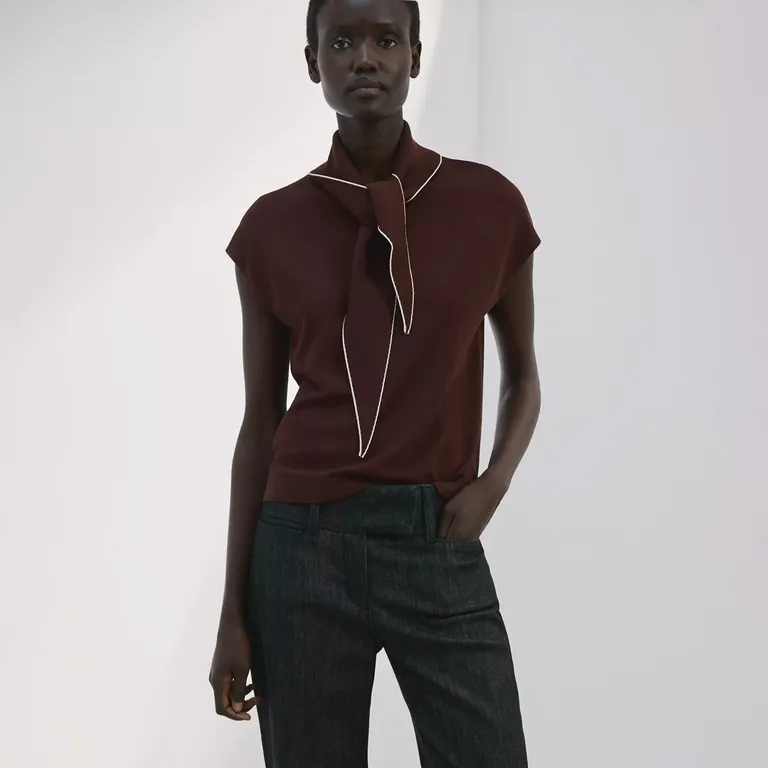 Polera Punto Detalle Pañuelo Mujer