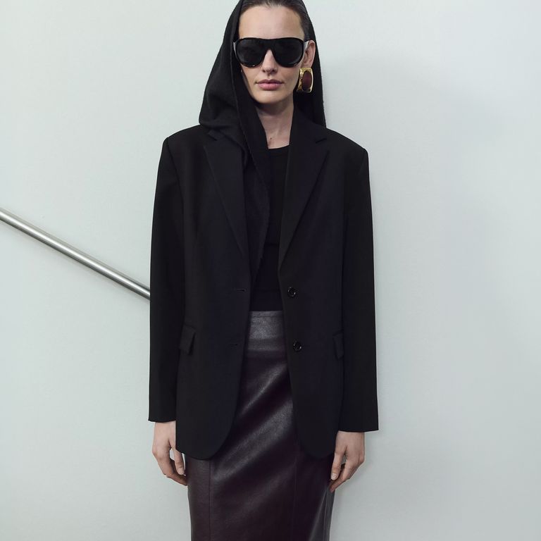 Blazer Recta Bolsillos Solapa Mujer