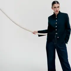 MANGO - Chaqueta Cuello Tira Botones Joya Mujer