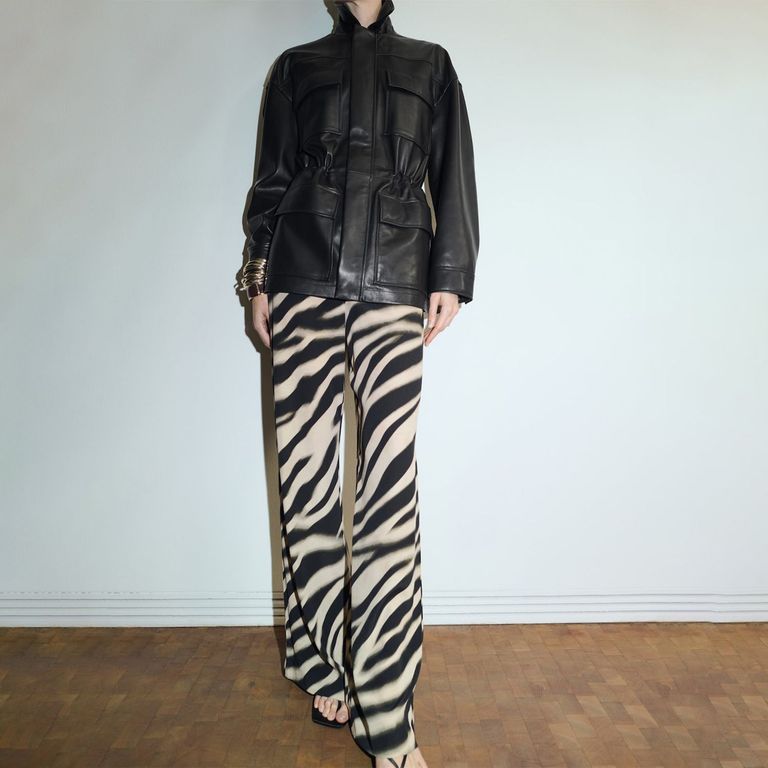 Pantalón Recto Estampado Cebra Mujer