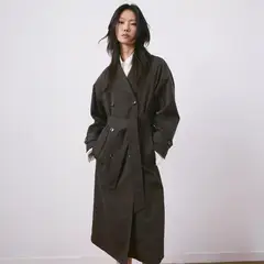 MANGO - Trench Largo Doble Botonadura Mujer
