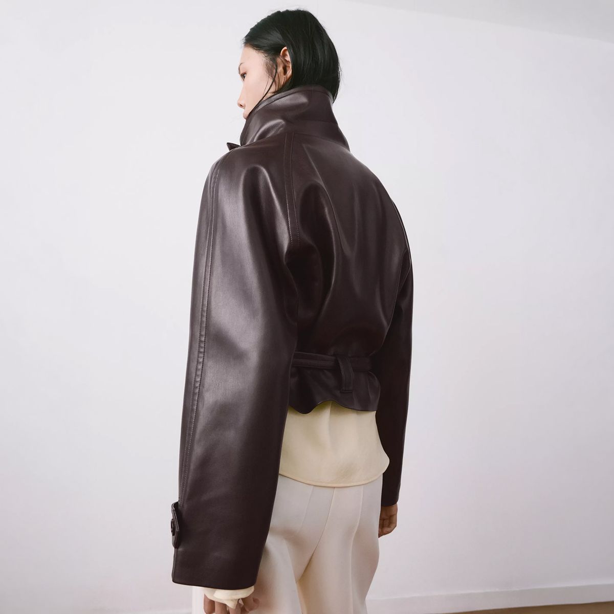 MANGO - Chaqueta Maxi Solapas Efecto Piel Mujer Mango