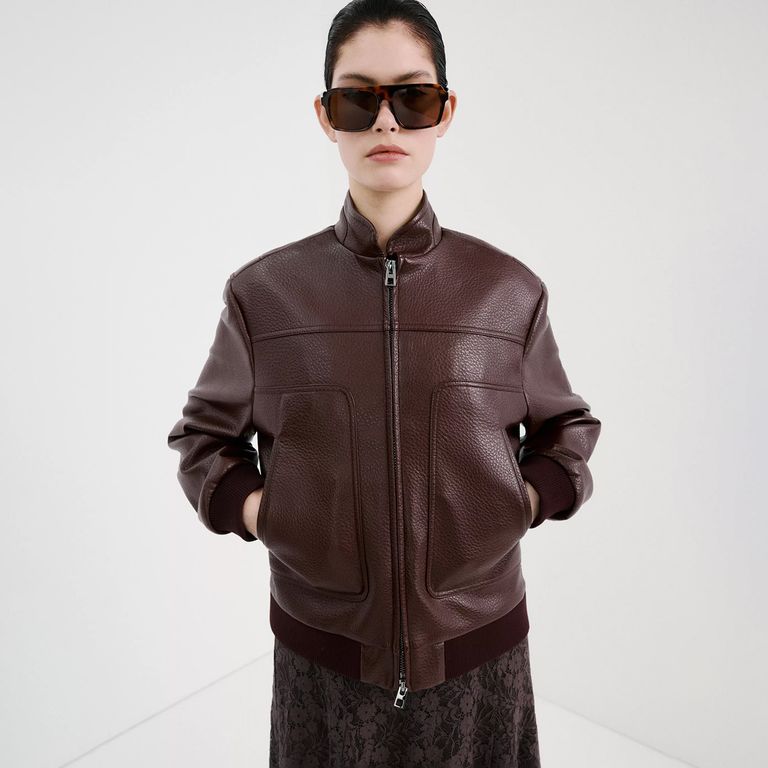 Chaqueta Cuello Tira Bolsillos Mujer