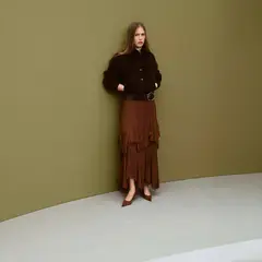 MANGO - Falda Gasa Volantes Mujer