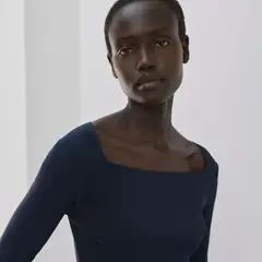 MANGO - Polera Cuello Barco Algodón Mujer