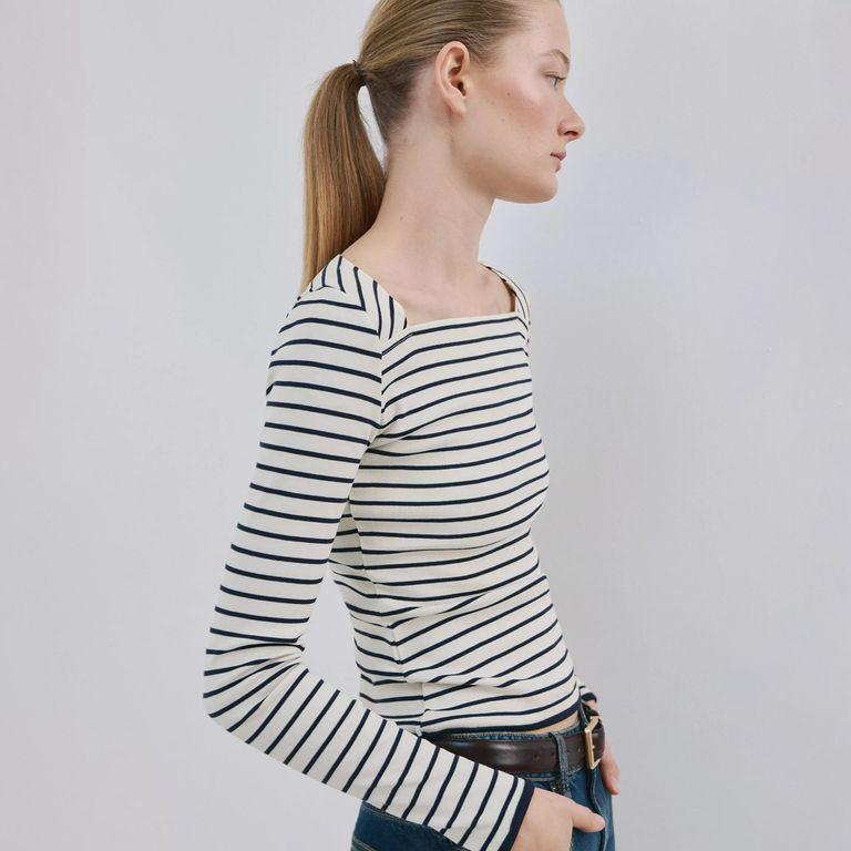 Polera Cuello Barco Algodón Mujer