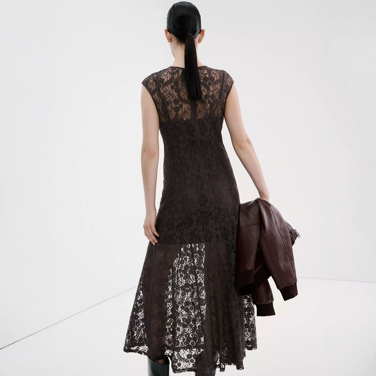 MANGO - Vestido Combinado Encaje Mujer Mango