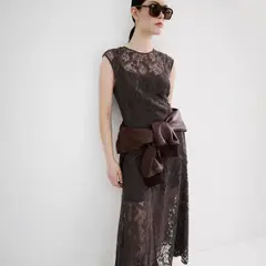 MANGO - Vestido Combinado Encaje Mujer