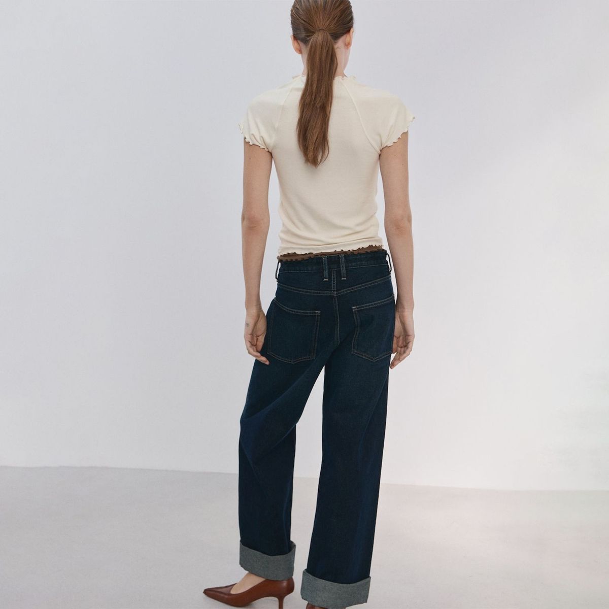 MANGO - Polera Combinada Mujer Mango