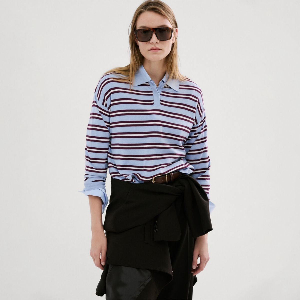 MANGO - Sweater Rayas Cuello Polo Mujer Mango