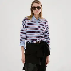 MANGO - Sweater Rayas Cuello Polo Mujer