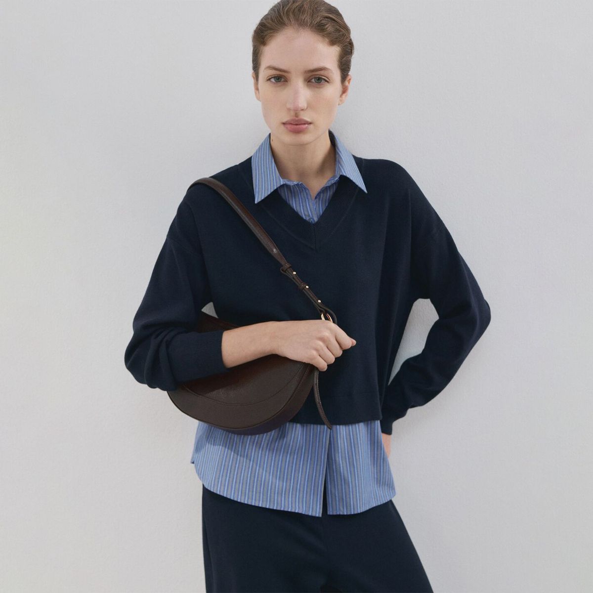 MANGO - Sweater Camisa Combinado Mujer Mango
