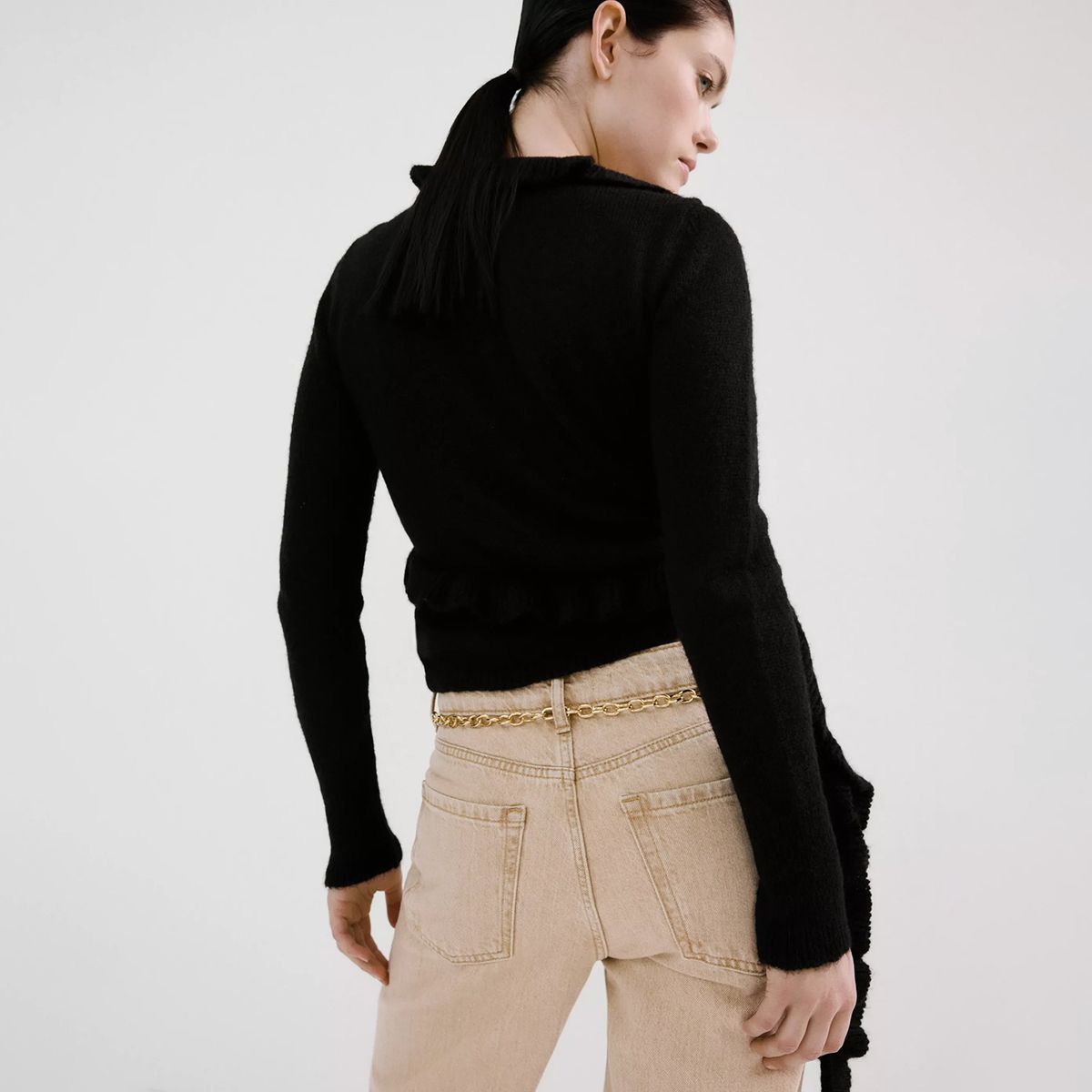 MANGO - Cárdigan Punto Volantes Mujer Mango