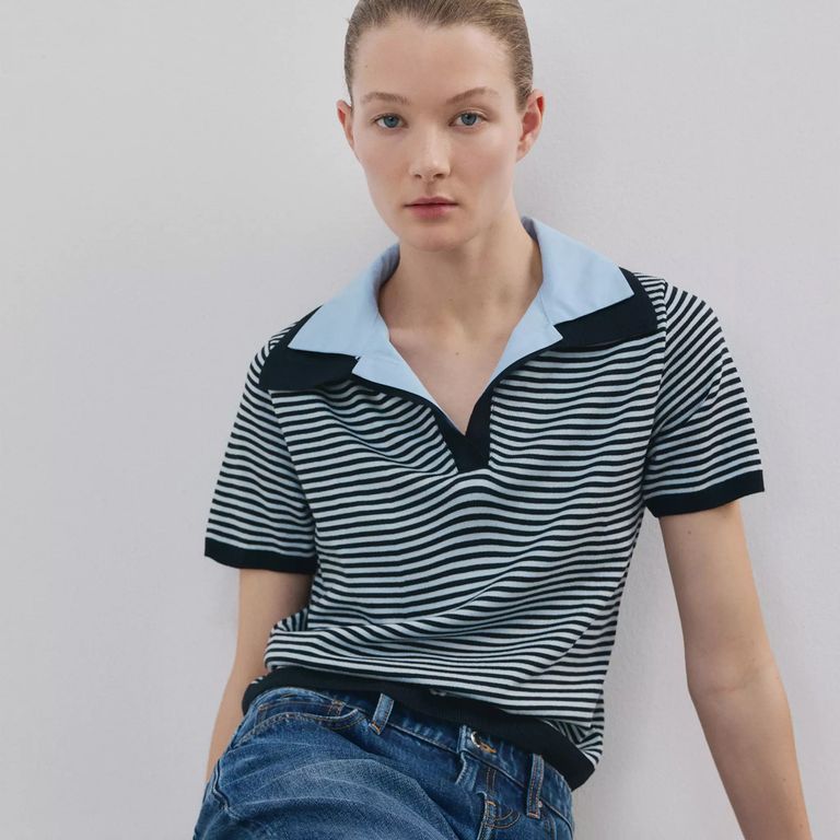 Sweater Punto Cuello Combinado Mujer