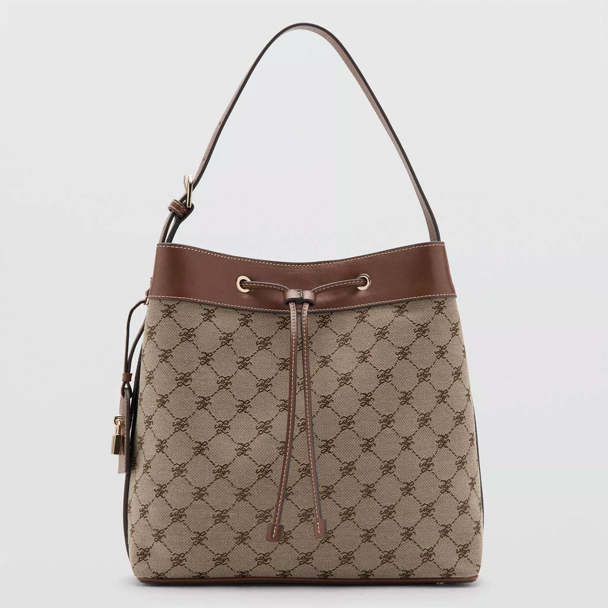 MANGO - Bolso Bucket Estampado Logo Mujer Mango