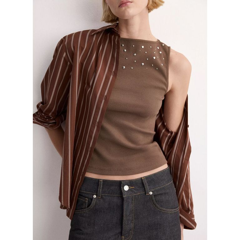 Top Algodón Tachuelas Mujer