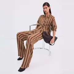 MANGO - Pantalón Rayas Pinzas Mujer
