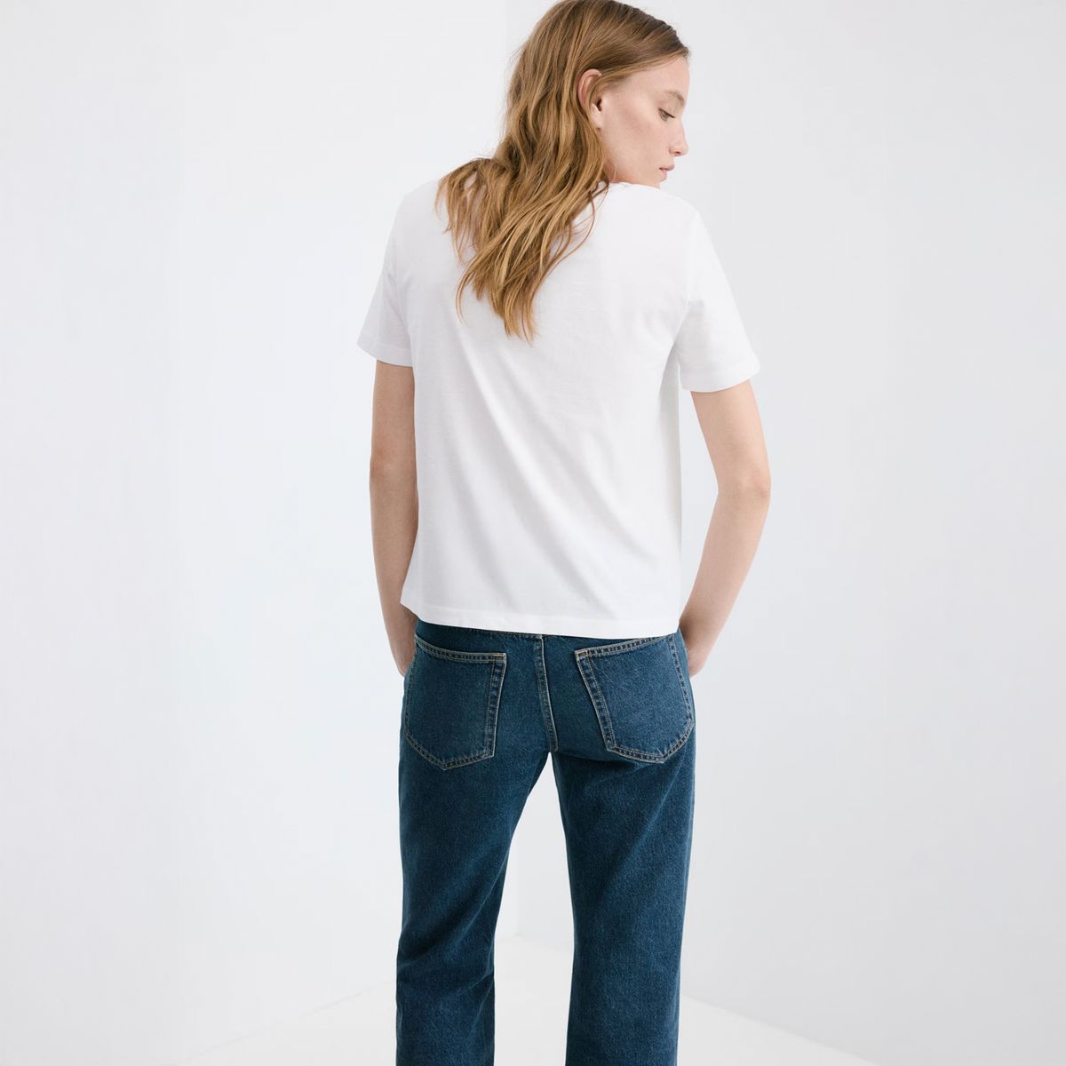 MANGO - Polera Algodón Cuello Pico Mujer Mango