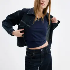 MANGO - Polera Algodón Cuello Pico Mujer