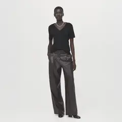 MANGO - Polera Algodón Cuello Pico Mujer