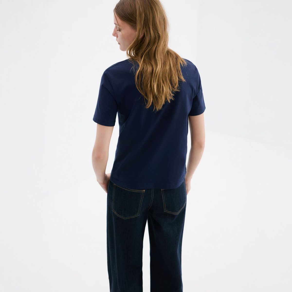 MANGO - Polera Algodón Cuello Pico Mujer Mango