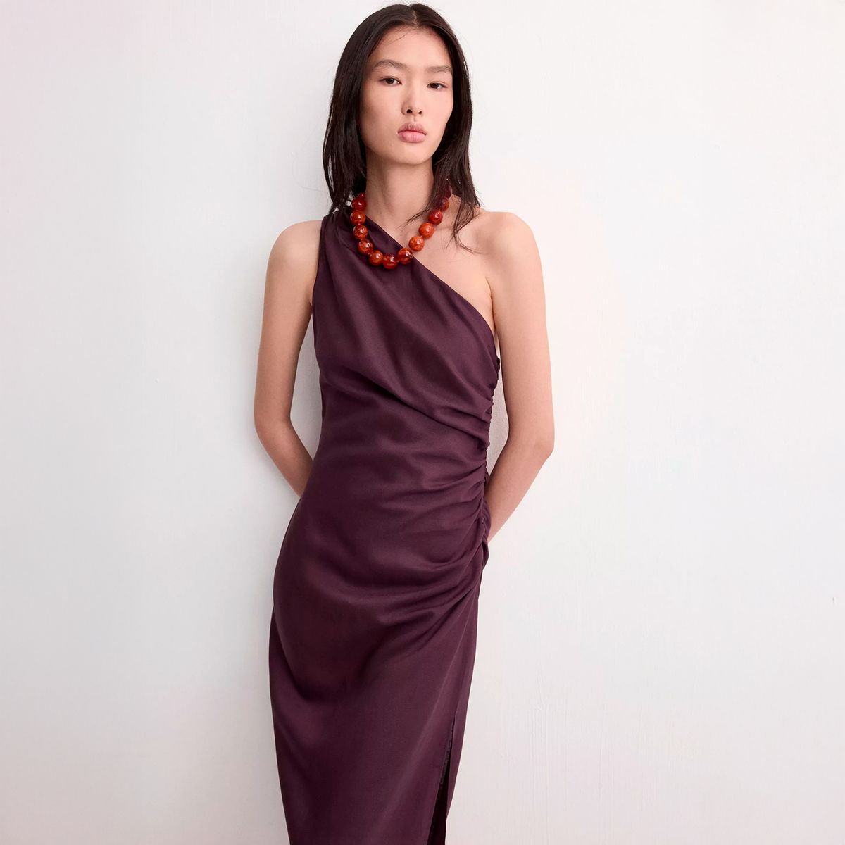 MANGO - Vestido Asimétrico Abertura Lateral Mujer Mango