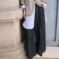 MANGO - Pantalón Denim Wide Leg Trabillas Mujer