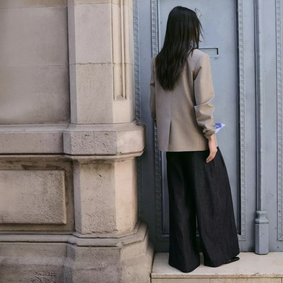 MANGO - Pantalón Denim Wide Leg Trabillas Mujer Mango