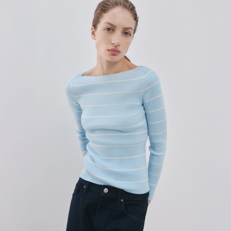 Sweater Punto Cuello Barco Mujer