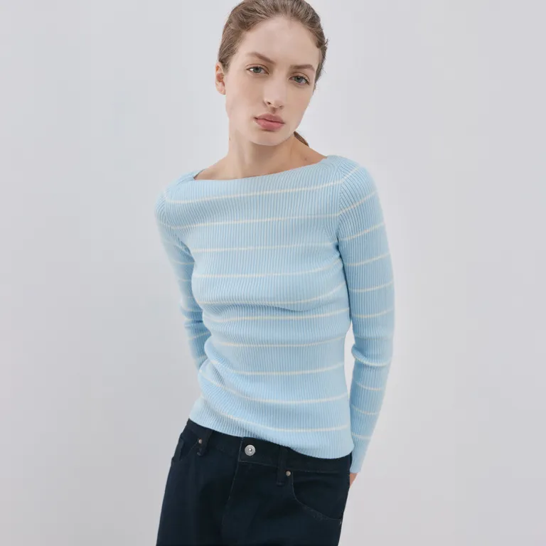 Sweater Punto Cuello Barco Mujer