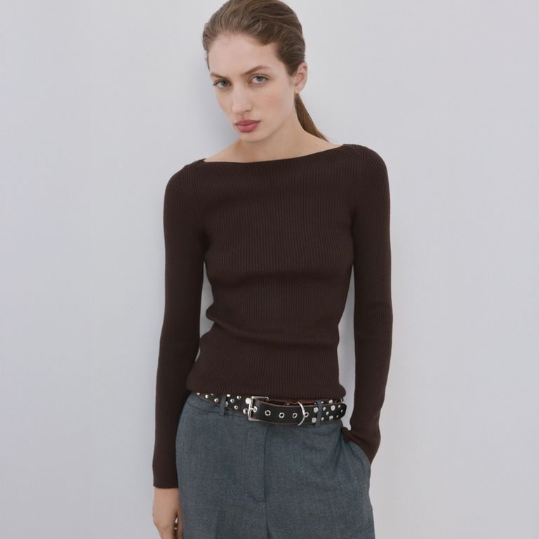 Sweater Punto Cuello Barco Mujer