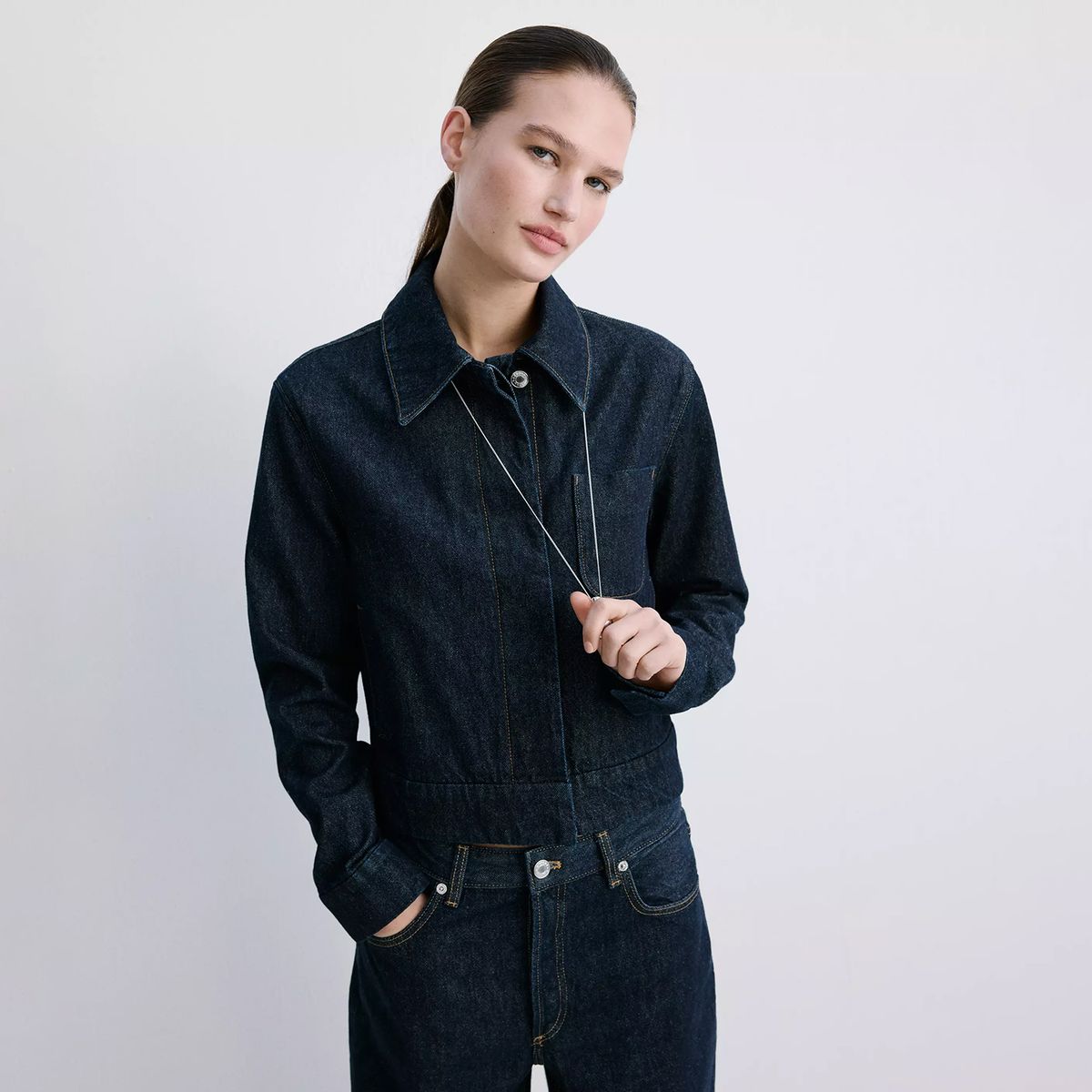MANGO - Chaqueta Vaquera Entallada Bolsillos Mujer Mango