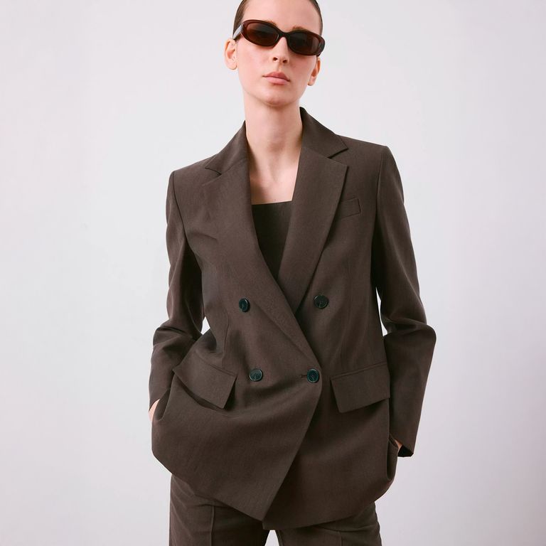 Blazer Recta Traje Lyocell Mujer