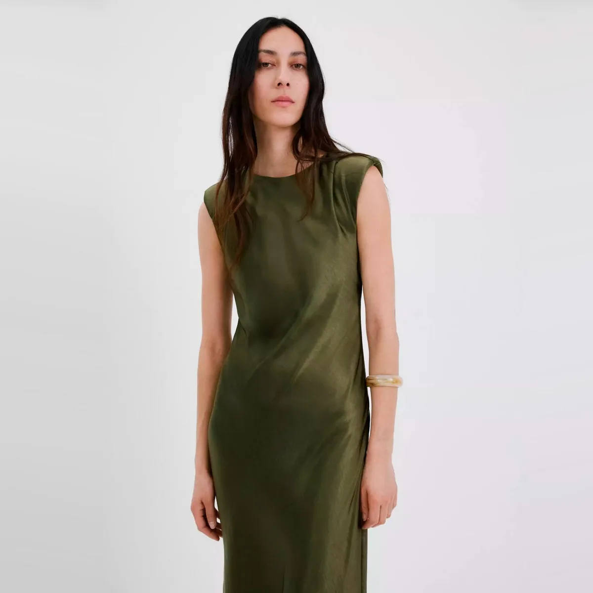 MANGO - Vestido Satinado Entallado Mujer Mango