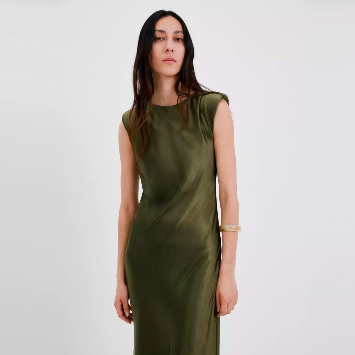MANGO - Vestido Satinado Entallado Mujer Mango