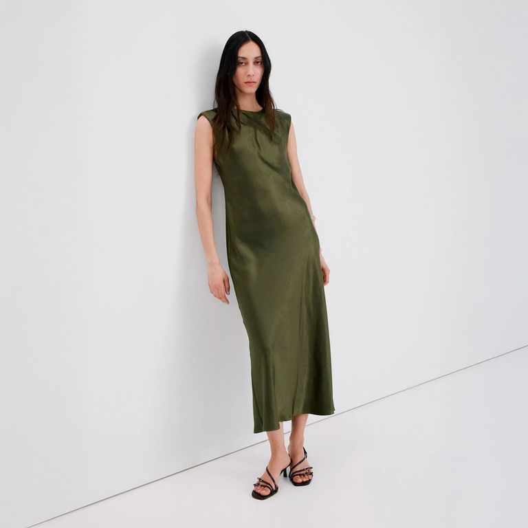 Vestido Satinado Entallado Mujer